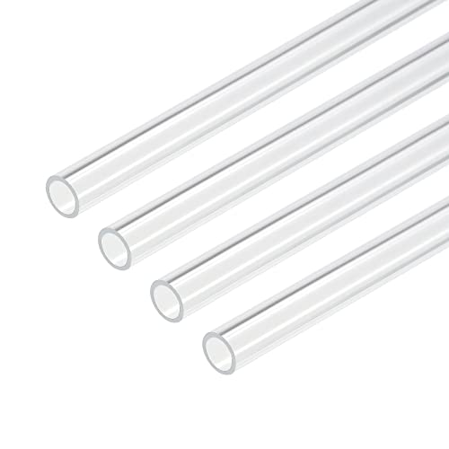 sourcing map 4 Stück PVC Transparent Rohr, Innendurchmesser 10mm Durchmesser 12mm LÄNGE 250mm Acryl Kunststoffrohr für Lampenbau, Stehlampen, Möbel