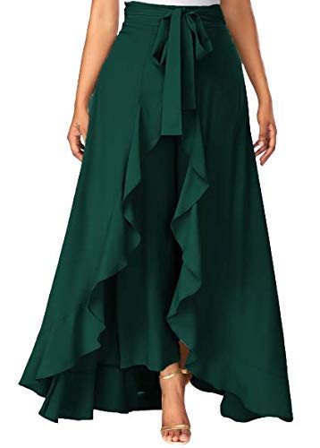 SBJ Collections Women' Ruffle Maxi Palazzo with Ateched Skirt