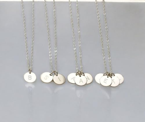 Hotmixcold 925 Sterling Silver Monogram Disc Charm Necklace, 14K Gold Or Rose Gold Fill Personalized Family Jewelry, Mother, Sister, Best Friend thumb #2