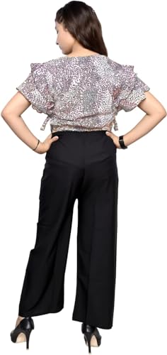 Image of Girls | Kids Printed Floral Designer Top and Palazzo Set Crop Top and Palazzo Set Printed | Fancy Palazzo and top Set for Girls with tie in Waist 4 Year to 16 Year
