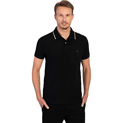 Polo Básica Gola 3 Listras (Pa),Aramis,Masculino,Preto C/Caqui 110,G