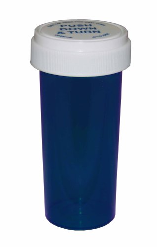 Pharmacy Prescription Vials, Blue Child Resistant Medicine Bottle, 30 Dram Reversible, Caps Included, Pack of 200 (Pill Container, Pharmacy Bottle, Pharmacy Container) by Sponix