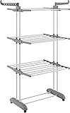 ✅ Material Gestell: Edelstahl und PP I Mit 4 drehbar Rollen; davon 2 mit Feststellbremse I Größe: (75 -126) x 64 x 170cm