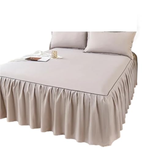 Cubre Canape Faldón de Cama Color Liso, Funda Individual, Protector colchón Antideslizante, 1,2/1,5/1,8 m (sin Almohada)(Light Grey,1PC 180x220cm Skirt)