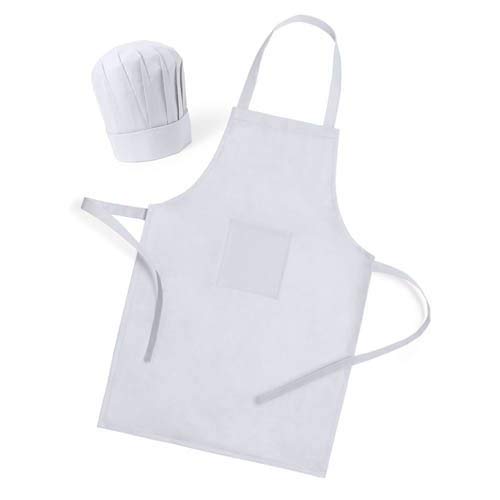 Vasara Delantal + Gorros de Cocina Infantil para Niños Blancos - Delantales Infantiles baratos (1, blanco)