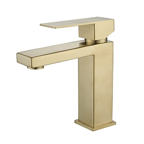 Grifo de tocador moderno de oro cepillado para un baño sofisticado 2