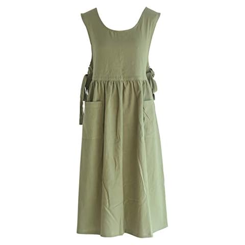 MeYuxg Premium Plus Size Apron, Adjustable Waist Bib Apron, Soft Cotton Blend Apron with Pockets, Ideal for Kitchen, Garden, Baking, Relaxing, Also as a Gift for Your Mum or Woman, Green, L Cover