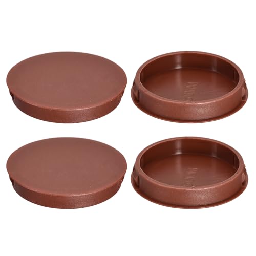 Image of uxcell 60mm /2.36 inch Plastic Hole Plugs, 4Pcs Flush Type Panel Round Snap in Fastener Knockout Locking Plugs for Furniture Insert End Caps Panels, Red