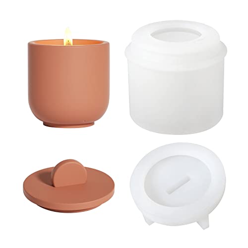 BOOWAN NICOLE Tarro de vela de cemento de estilo nórdico Molde de silicona para envases de velas de hormigón Molde para decoración del hogar recipiente de velas (SH0915-1SH0915-3) Cover
