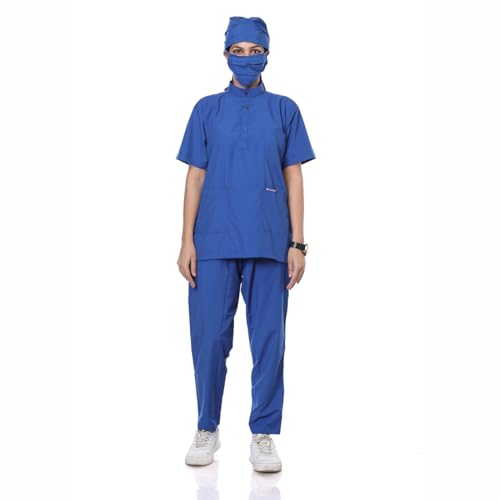 Image of Women's 5-Pocket Scrub Suit | Set of Top & Pant | Half Sleeves | Mandarin Collar | Breathable Polyviscose Fabric | Comfortable | Durable | Uniform for Doctors Nurse & Dentist RB 5XL