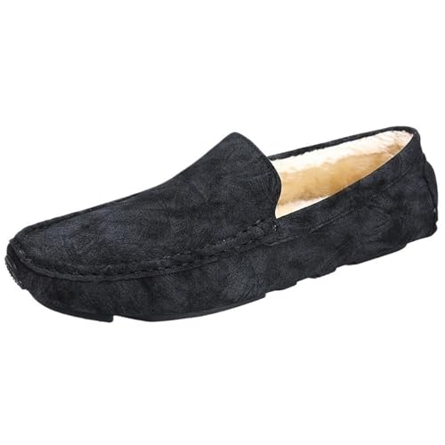 Faux Fur Lining Slip On Men's Loafers Shoes Plush Driving Style LoaferResistant Comfortable Flexible