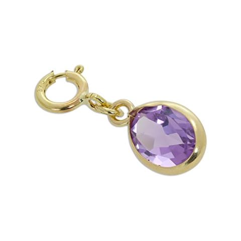 jewellerybox 9ct Gold Amethyst CZ Charm Cover