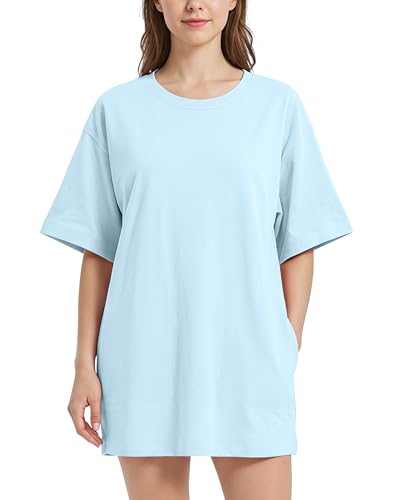 Image of VIUTIL Womens Oversized T Shirt Dress Short Sleeve Crewneck Cotton Mini Dress with Pockets 2026 Casual Summer Clothes