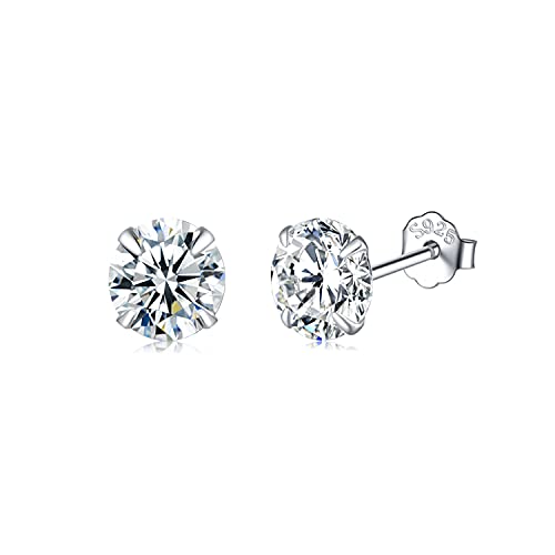 SNORSO Boucles d'oreilles Femme Argent 925, Clous d'oreilles Zircone Cubique 5mm Rondes pour Femme Fille SNORSO Boucles d'oreilles Femme Argent 925, Clous d'oreilles Zircone Cubique 5mm Rondes pour Femme Fille