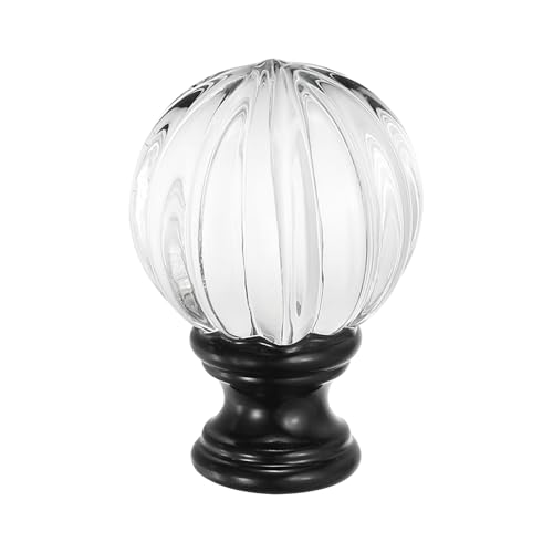 Image of PATIKIL 1 /4-27 Lamp Finial Cap for Lampshade Harp Top, Cap Nut Screw Cap Knob Clear Pumpkin Ball Shaped Crystal Lamp Shade Decoration for Table Floor Lamp, Black