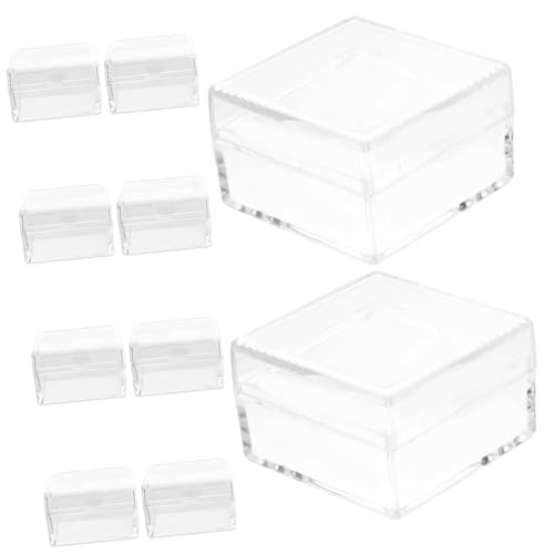Ipetboom 10pcs Boxes Stackable Small Holder Favor Cube Storage Unit Boxes Display Mineral Sample Case Organizer Storage Containers Cube Storage Bin Compartment Party Plastic Transparent