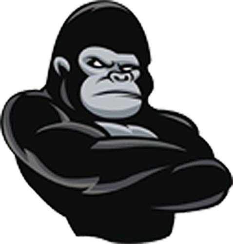 Scary Agitated Aggressive Silverback Gorilla Cartoon Vinyl Decal Sticker (2" Tall)