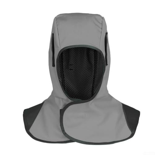 Protective Welding Hood with Breathable Mesh and Flame-Retardant Fabric for Full Neck and, Adjustable Fit Washable Safety Headgear(Gray)