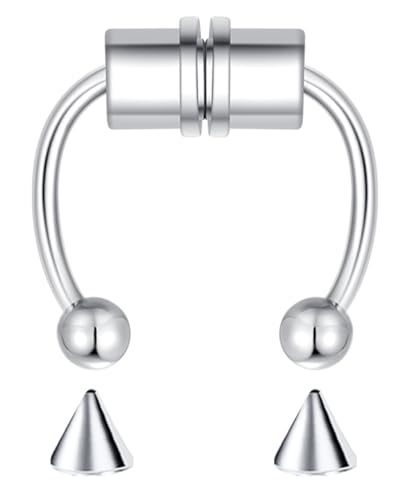 VELCARE 1 Pcs Fake Septum Nose Ring Piercing Magnet Magnetic Septum Nose Ring Piercings Fake Nose Piercing Piercings Nose Cuffs Nose Jewelry Clip On Nose Rings for Women Faux Nose Rings for Women Stainless Steel