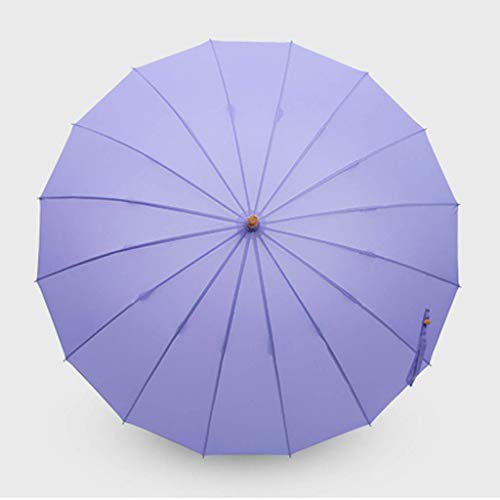 Grand parapluie long résistant au vent 16 baleines couleur pure