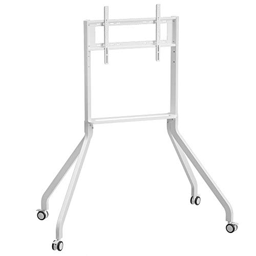 Rostfreier Stahl Fernseh Halter für 42—65 Zoll LED, LCD, OLED, Plasma TVs,Weiß Fernsehen Schrank mit Rollen60KG Höhenverstellbar Neigbar, Max