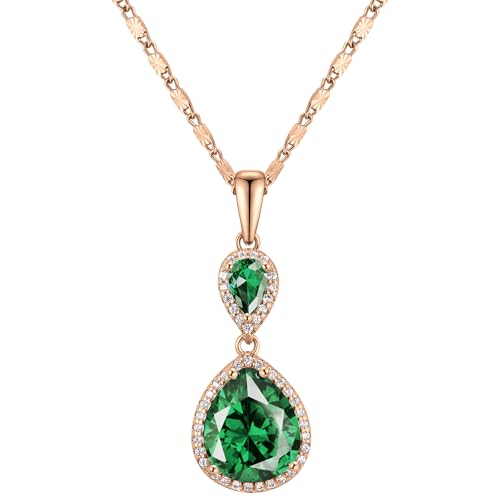 Blue/Green/Red/Purple/White Waterdrop Cubic Zirconia Gamstone Pendant Necklace for Women for Gift.