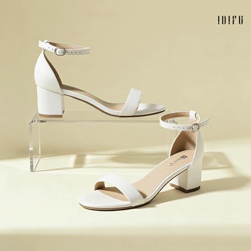 Image of IDIFU Women's Cookie-LO Low Block Heels Chunky Sandals Ankle Strap Wedding Dress Pump Shoes