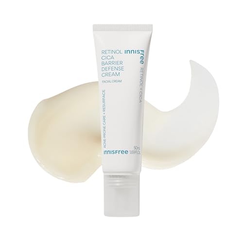 innisfree Retinol Cica Barrier Cream | Korean Moisturizer with Madecassoside for Sensitive Acne-Prone Skin | Calimg and Strengthening Formula