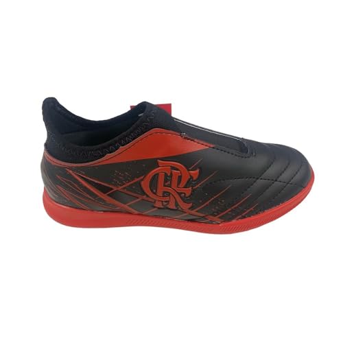 Chuteira Flamengo Oxn Avanti 3 Elastic Neo Society Pro Pvc - Infantil - Preto/Vermelha