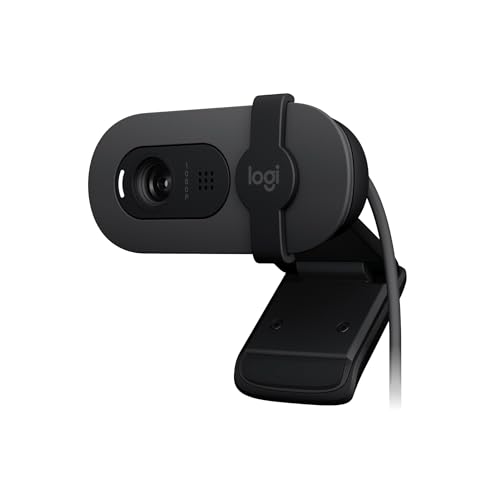 Logitech Brio 100 Full HD Webcam for Meetings and Streaming, Auto Light Balancing, Built-in Microphone, Cover Bezel, USB-A for Microsoft Teams, Google Meet, Zoom and More - Graphite