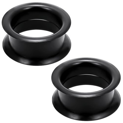 Ocptiy 36mm Black Silicone Gauges Tunnels Plugs for Ears Stretching Kit Earrings Platic Rubber Ear Extra Thin Soft Tunnels Plugs Double Flare Hollow Gauges Size 36 mm Piercing Women Men 1 7/16 inch