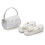 [京のみやび] 女の子 草履バッグセット 銀 白 青小花 7才 21cm 七五三 中国製