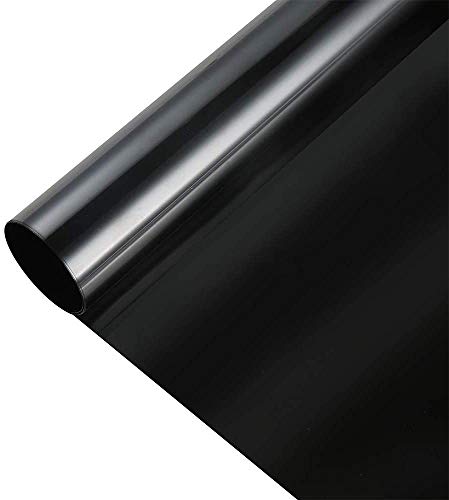 Blackout Window Film 100% Sun Blocking Opaque Heat Control Anti UV Adhesive Window Darkening Glass Film for Day Sleep, Nap Time & 24 Hours Privacy, 35.4Inch x 33Feet