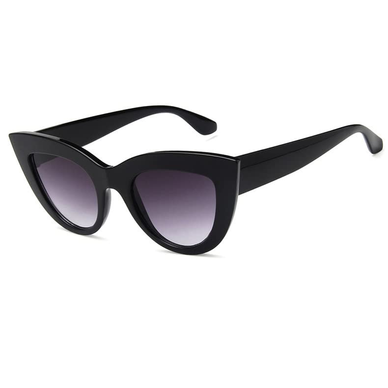 Cateye Sunglasses for Women, Retro, Vintage, UV400, Black Frame, Smoke Lens