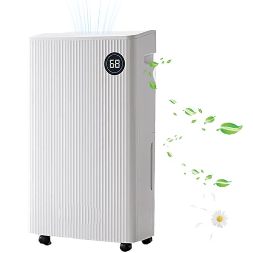 Deshumidificador de 20 litros con filtro de aire de carbón activo, tanque de agua de 5.5 litros, control táctil LCD inteligente, drenaje continuo, modo seco, temporizador de 24 horas, eficiencia