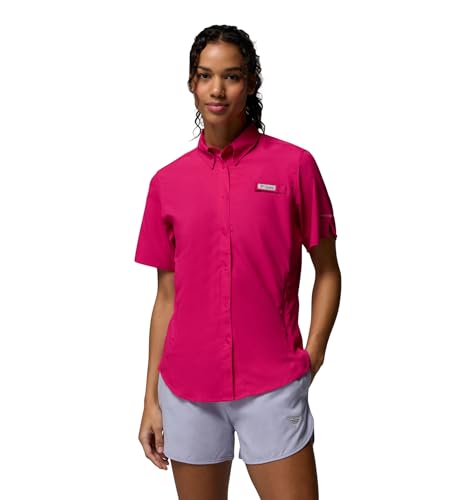 Columbia Womens PFG Tamiami II Short Sleeve Fishing Shirt Guava Pink X-Small