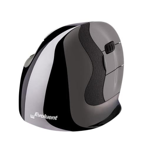 Evoluent – Inventor of The Vertical Mouse – VMDMW Ergonomic Vertical Mouse Right Hand Med USB Wireless, Sculpted for Comfort, Reduces Wrist Strain, 4 Speeds, 6 Customizable Buttons in Windows