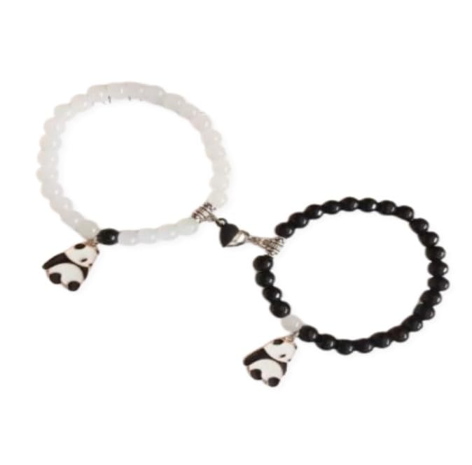SUPERSOFTNER Magnetic Bracelets 2Pcs Love Heart Matching Panda Kitty Beads Bracelet Set Adjustable Bracelets for Men Women Couples Friends Gift Friendship - (Pack of 2) (B0D92WC9MX) Amazon Price History, Amazon Price Tracker