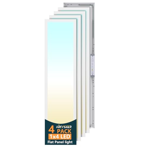 Image of AIKVSXER 4Pack 1x4 LED Flat Panel Light, 50W Surface Mount Ceiling Fixture