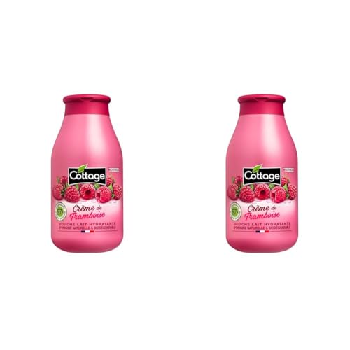 Cottage Douche Lait Hydratante – Crème de Framboise – 97% D’Ingrédients D’Origine Naturelle – Fabriqué en France 250 ml (Lot de 2)