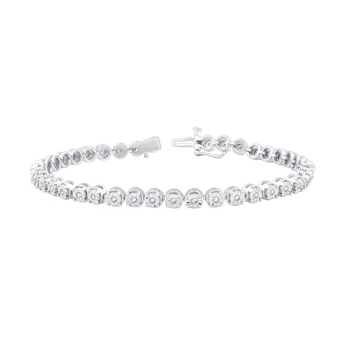 GILDED 1/2 CTtw Natural Diamond Bracelets for Women | Sterling Silver Miracle plates Bracelet | Fine Jewelry for Her | Timeless Design | Gift Box Included2
