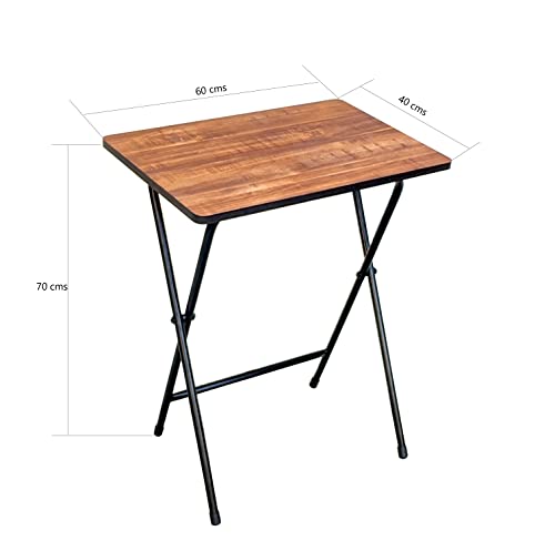 Image of ANEXO Metal Folding Computer Work from Home Table for Laptop Study Office Foldable Desk (Teak)