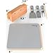Wamery Cheese Knife Set with Small Ceramic Board & Magnetic Wood Holder - 3 Stainless Steel Cheese Knives (Soft Knife, Fork, Parmesan Shaver) with Ceramic Handles, Compact Charcuterie Gift Set