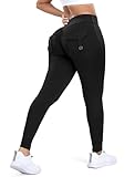 YOFIT Women Butt Lifting Workout Cargo Leggings Scrunch Booty Tummy Control Yoga Pants with Flap Pockets Black L