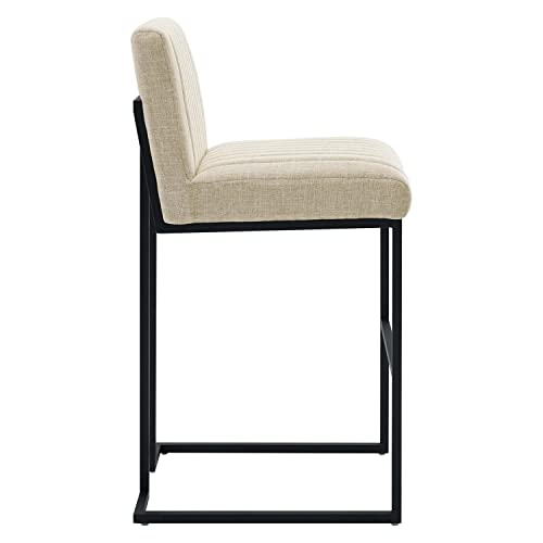 Modway Indulge Channel Tufted Fabric Bar Stool In Beige #TOP1