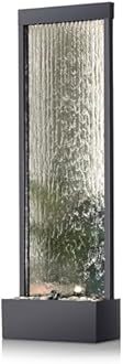 72" Tall Indoor/Outdoor Mirror Zen Waterfall Fountain with Stones and Lights