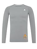 DEVOROPA Youth Boys Compression Thermal Shirt Long Sleeve Fleece Baselayer Soccer Baseball Undershirt Light Gray L