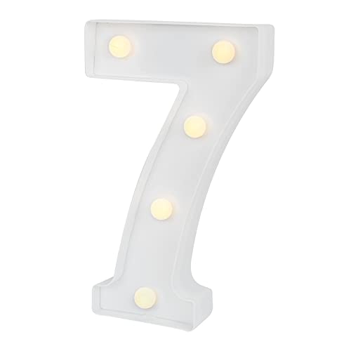 Image of Restaurantware Illumify 7.1 x 1.2 x 8.7 Inch Light Up Number 1 Durable Marquee LED Light - Number 7 Touchproof White Plastic Party Light Keyhole Slot For Parties Weddings Or Special Events