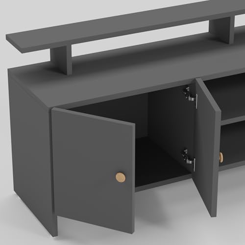 Image of TV Unit for Living Room | TV Cabinet & TV Stand | TV Table for Living Room | Modern Furniture for Home | Assembly-DIY | Color-Grey