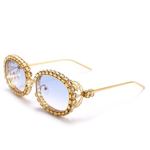 Steampunk Metal Oval Technology Sense Sunglasses Personality Handmade Chain Multicolor Sunglasses UV400
